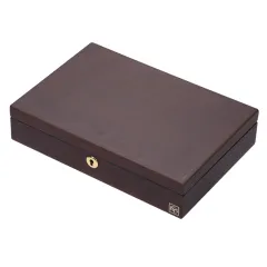 Simple Solid Color Ring Boutique Jewelry Box - Dark Mahogany - View 1
