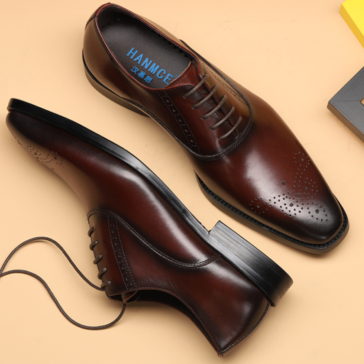 Business Men's Shoes Bullock Pointed Cattle Shoes