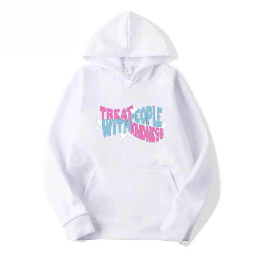 Casual fashion loose men's and women's hooded sweater - White