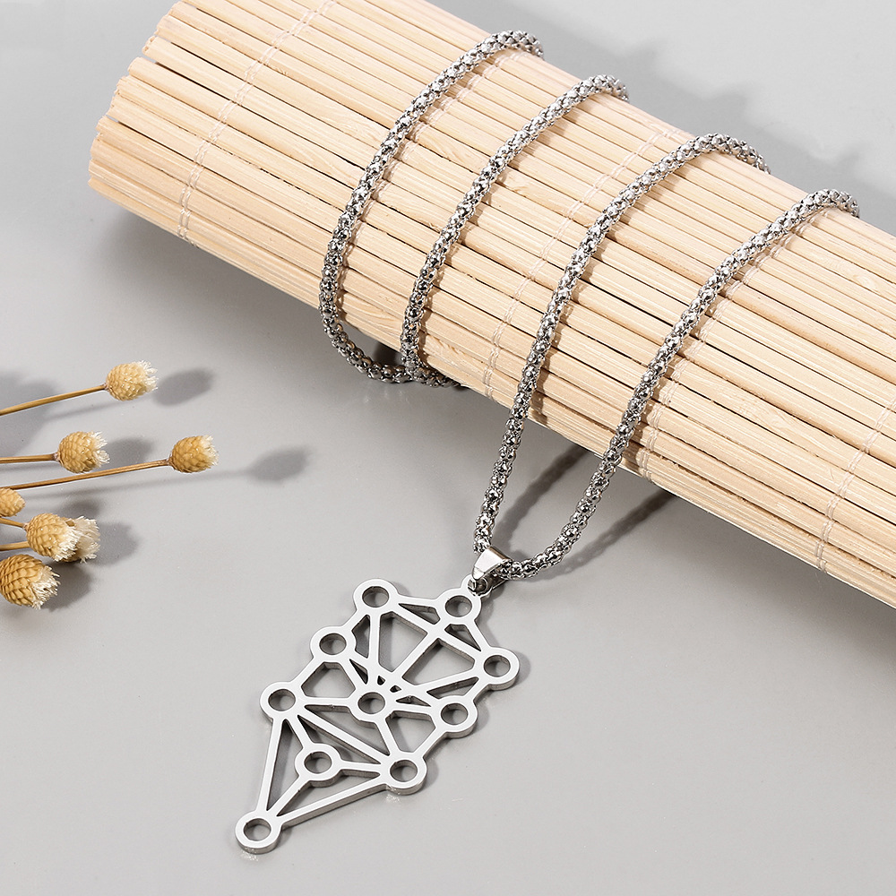 Seven Chakras Pendulum Necklace Pendant Stainless Steel Cutting Necklace