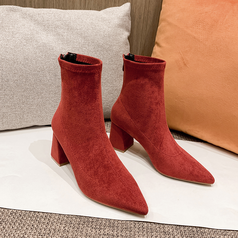 Women's red short boots