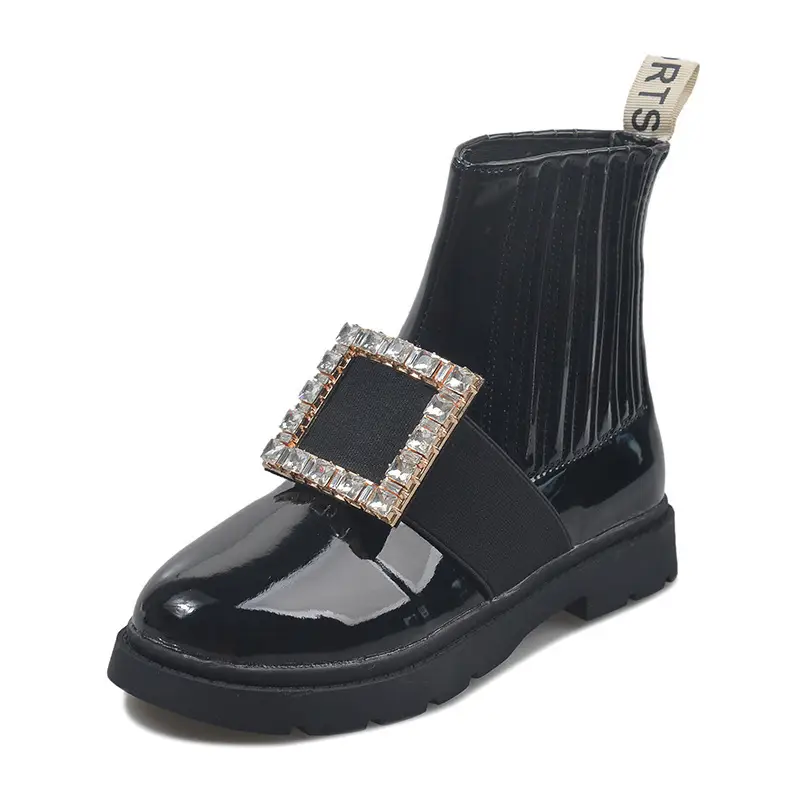Autumn and Winter Martin Boots RV Rhinestone Square Buckle  Boots