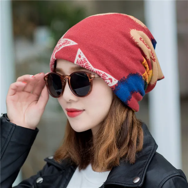 Hat Women's Autumn and Winter Fashion Multifunctional Hood Red - Shop at LoveMi