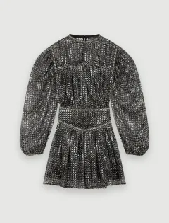 Fashion Ladies Style Heavy Industry Sequin Embroidery Long Sleeve Dress - Black - View 1