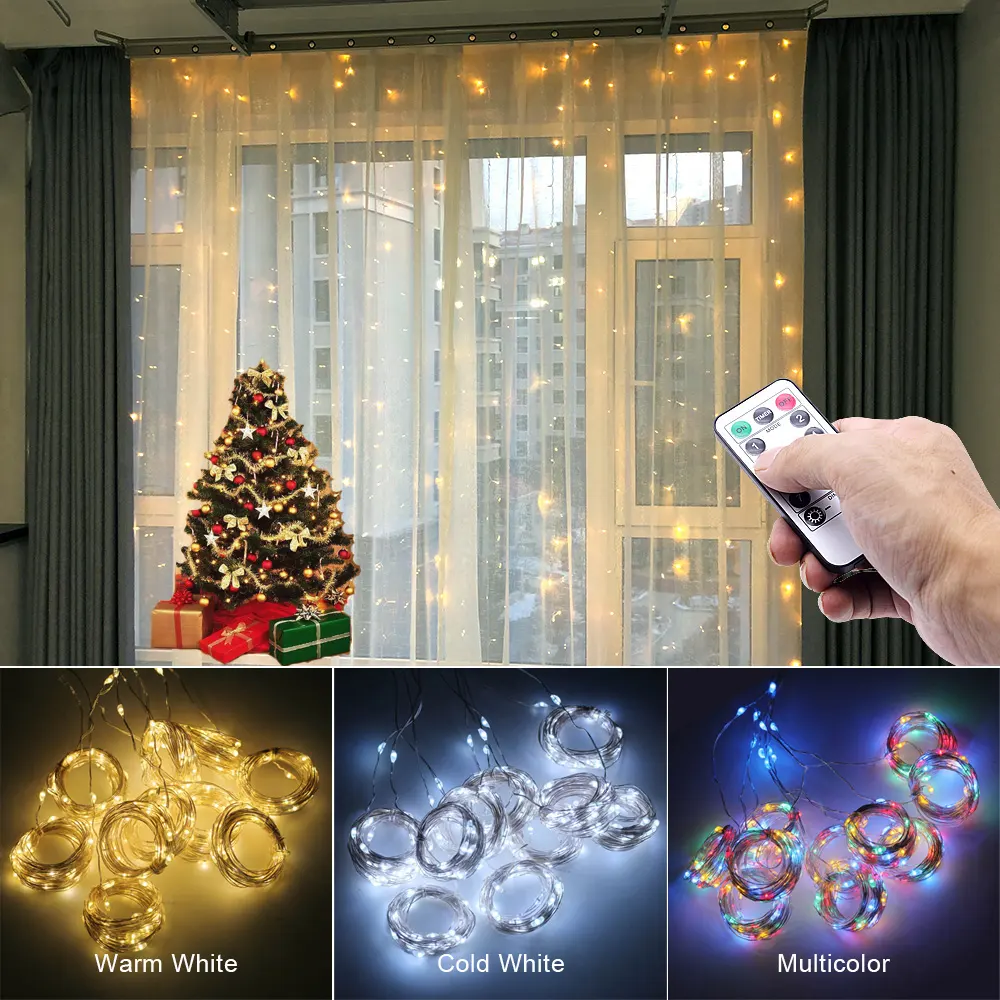 LED Curtain Garland on the Window USB String Lights