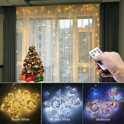 LED Curtain Garland on the Window USB String Lights
