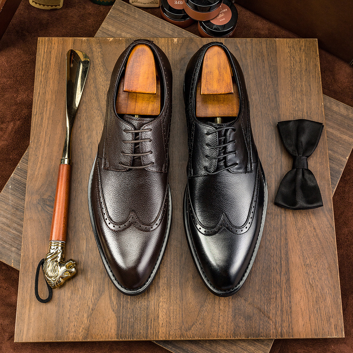 New Men's Business Casual Shoes Cowhide Shoes