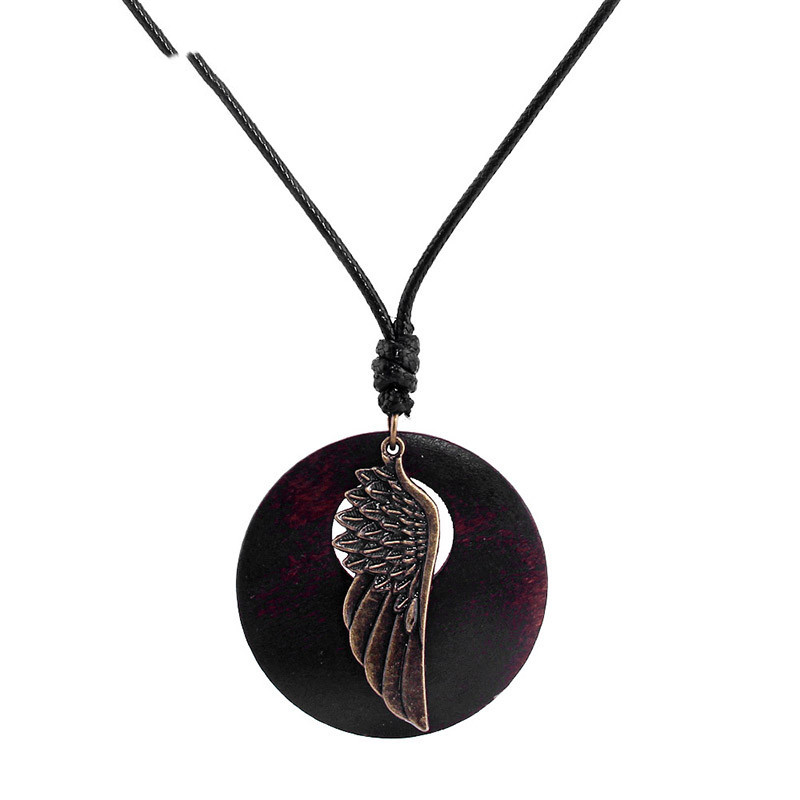 Round Wood Four-Leaf Clover Alloy Tree of life Accessories