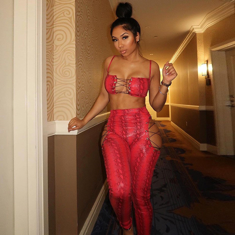 Women's Casual Suit With Sling Strap Hollow Trousers