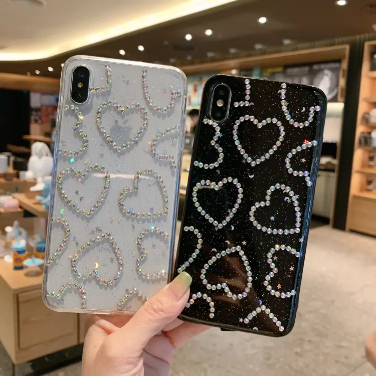Mobile Phone Case Luxury Rhinestone Love