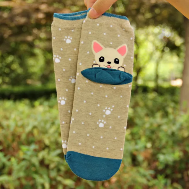 Cute Heel Puppy Cotton Socks Cartoon Socks Blue - Shop at LoveMi