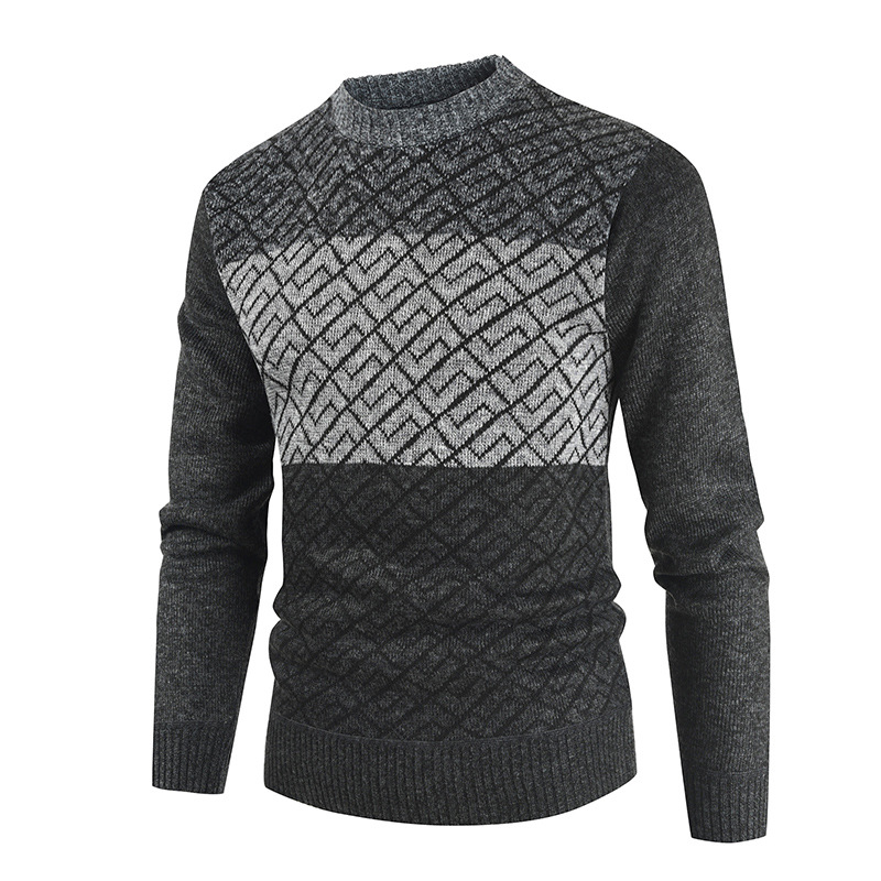Simple Color Matching Men's Pullover Knitted Sweater