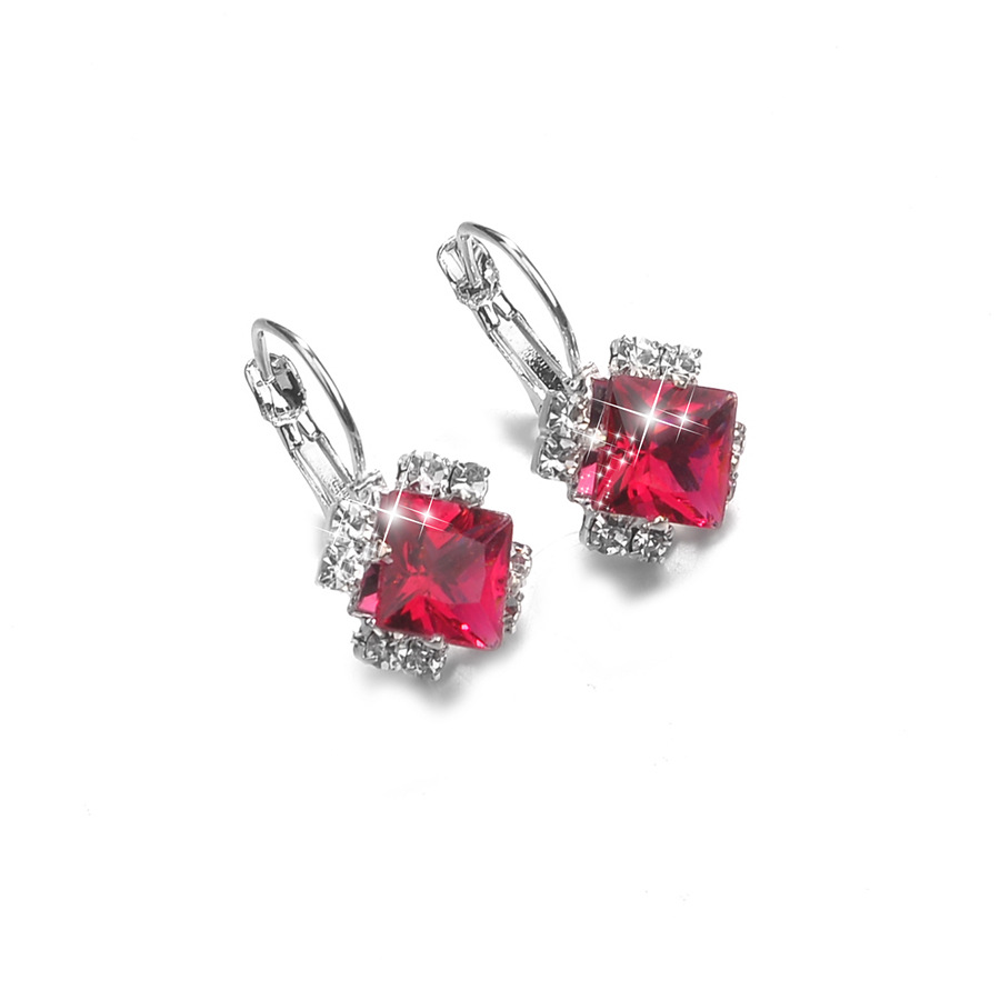 Zircon crystal square earrings