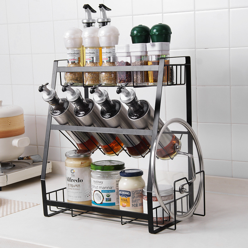 Tieyi three layer seasoning rack, kitchen supplies shelf