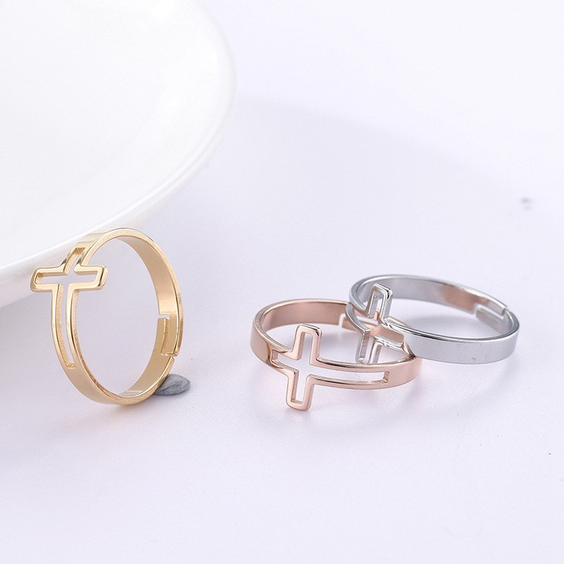 Cross stainless steel ring