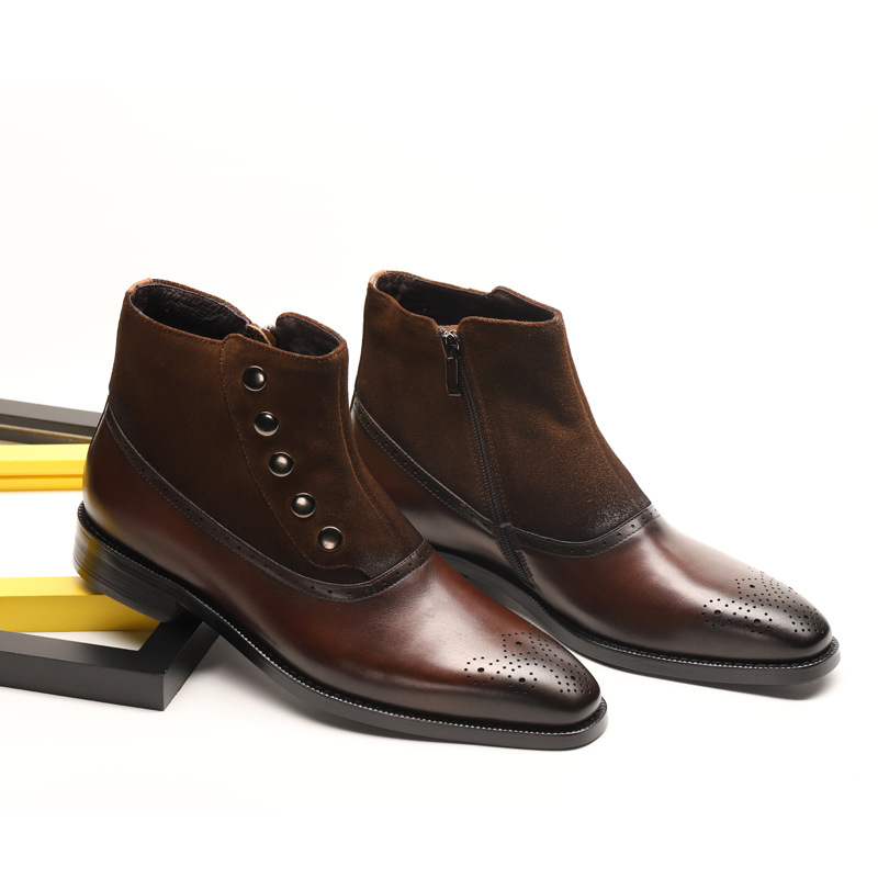 حذاء رجالي مارتيز بتصميم مسامير وشعر البقر