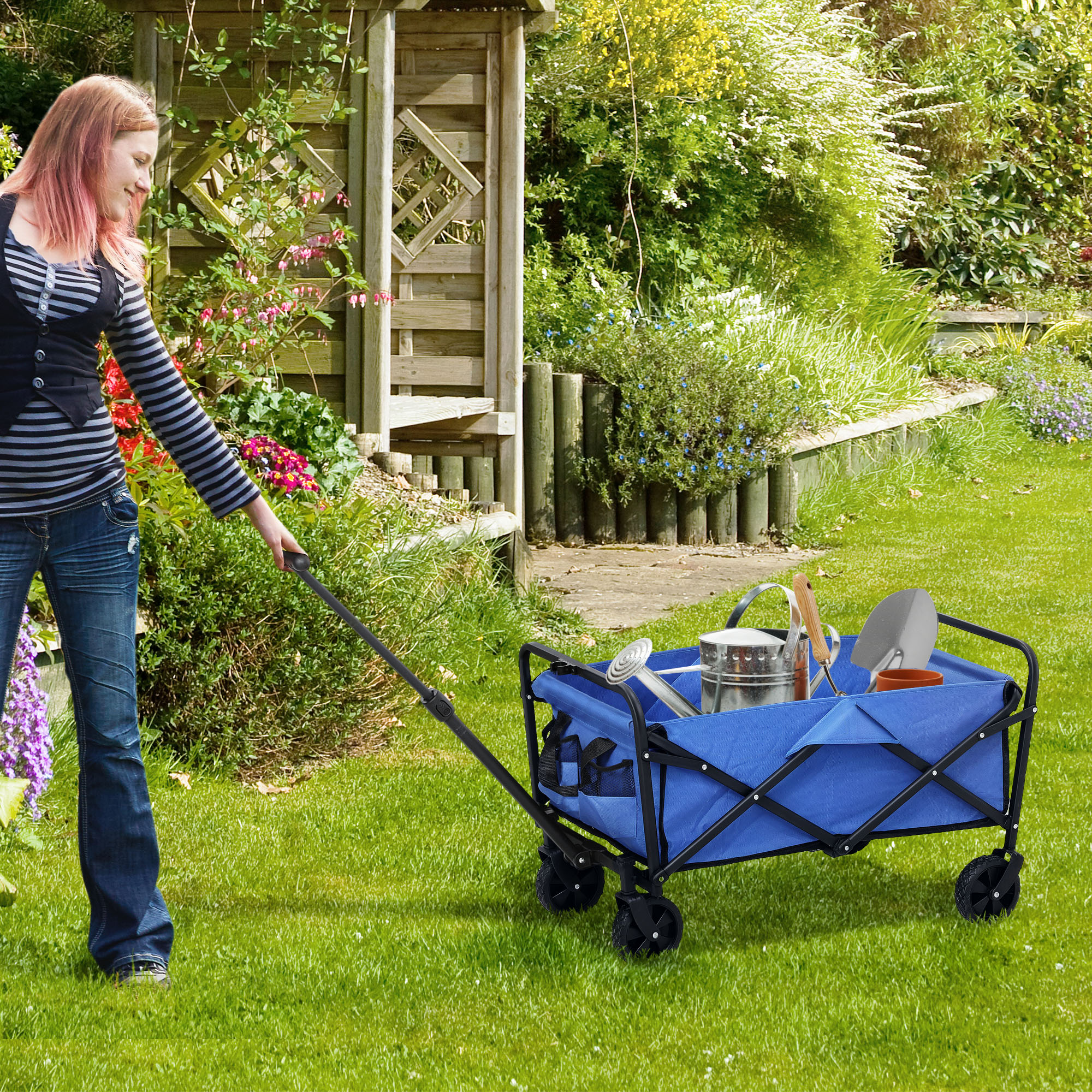 62L Festival Handcart With Wheels, Garden Folding 120kg Heavy Duty Foldable — image 8