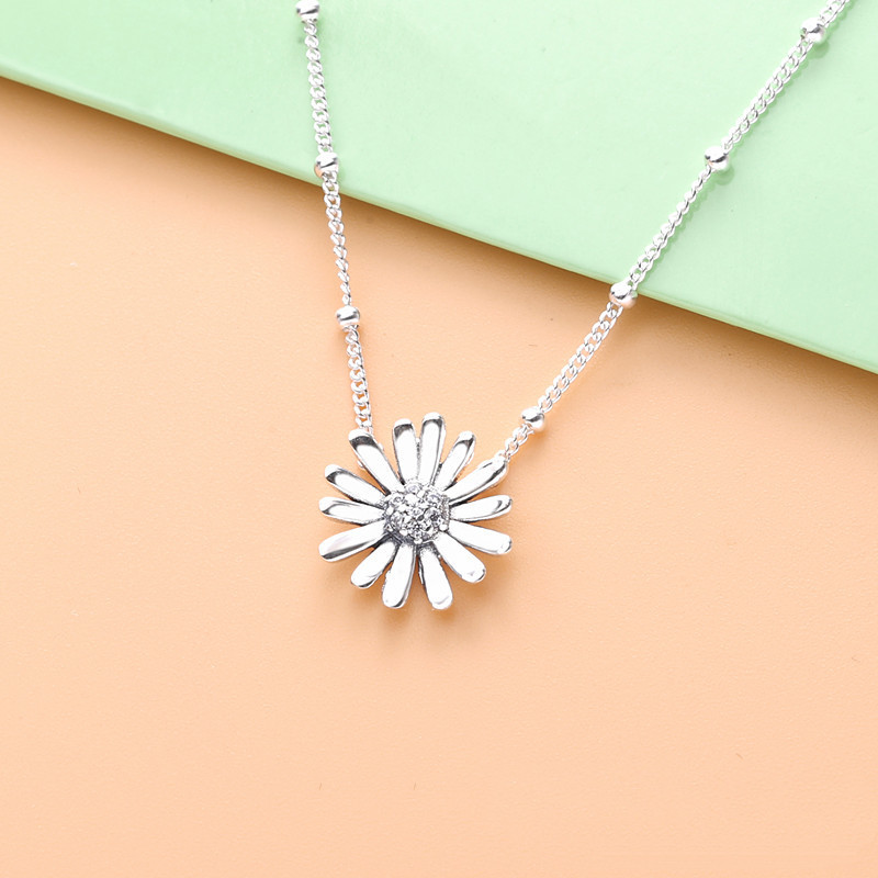 925 silver daisy clavicle chain necklace