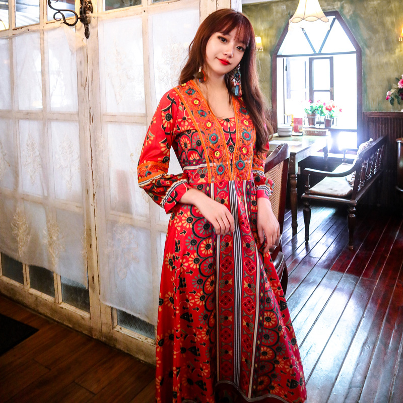 Ethnic embroidery dress