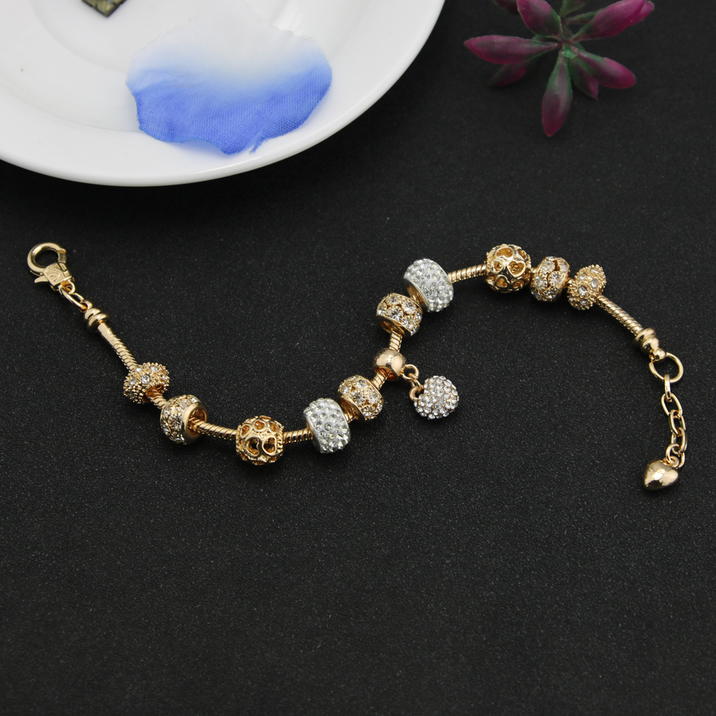 Gold Plated Bracelet Creative Beaded Snake Bone Chain