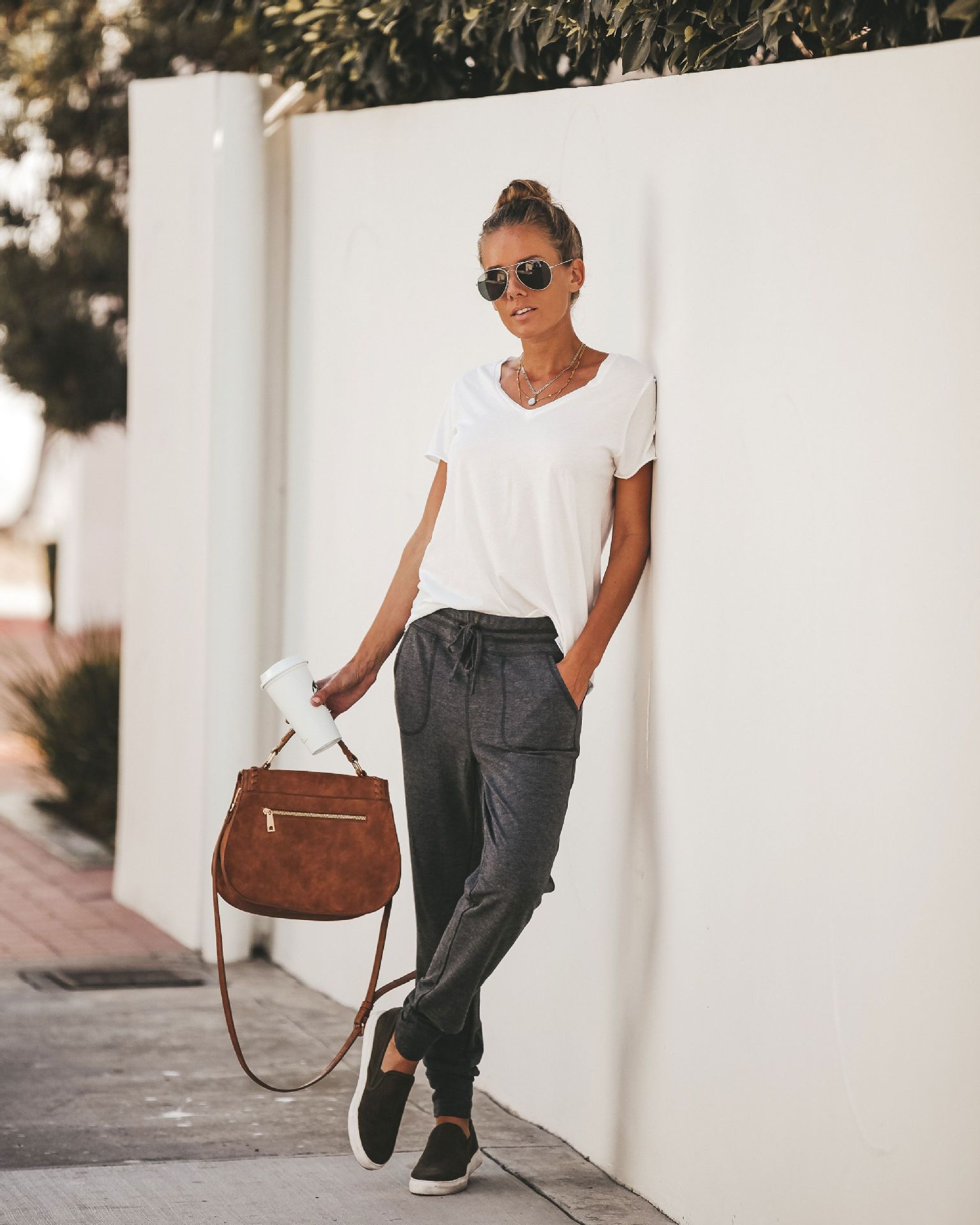 Drawstring casual pencil pants