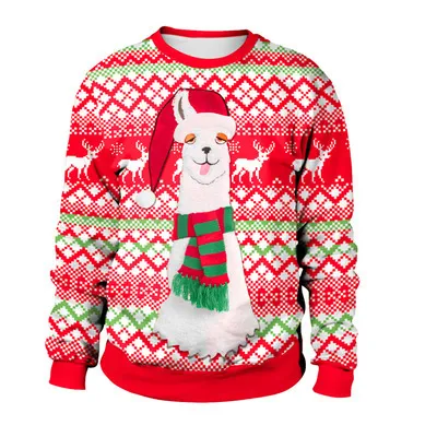 New Christmas round neck hoodie - Red Sheep
