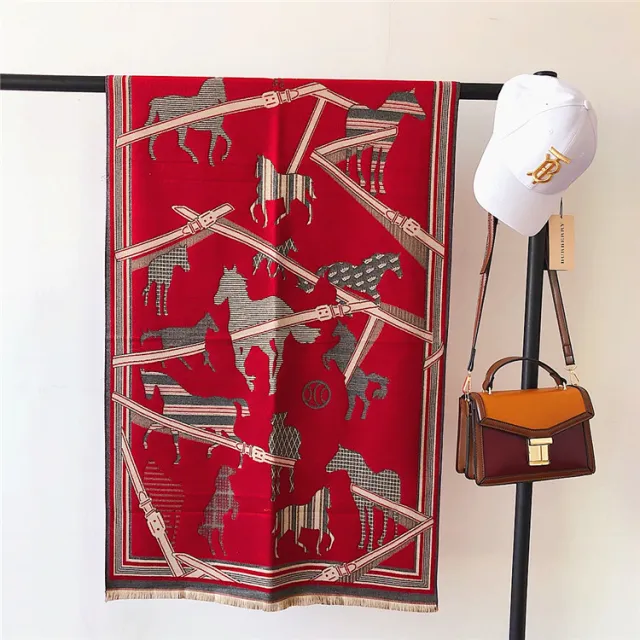 Autumn And Winter Thick Warm Cashmere Blended Scarf Women Red - Shop at LoveMi