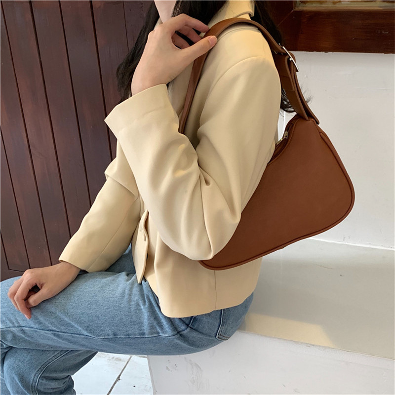 Female Vintage Hand Carrying Underarm Bag Brown - Shop at LoveMi