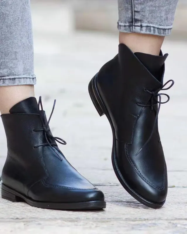 Martin boots low heel women's boots Black - Shop at LoveMi