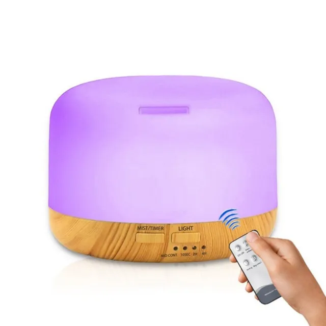 Wood Grain Remote Control Humidifier LED Aroma Lamp Colorful - Shop at LoveMi