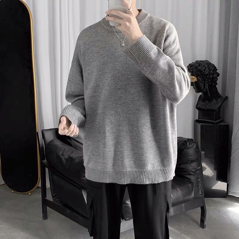 High neck loose padded round neck sweater