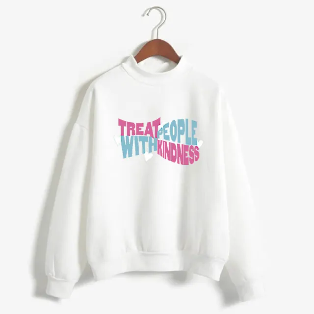 Printed Pattern All match Personality Mid collar Sweater White - Shop at LoveMi