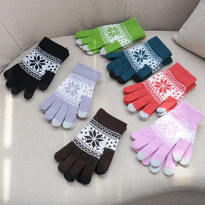 Fashion double snowflake gloves - Random-One Size