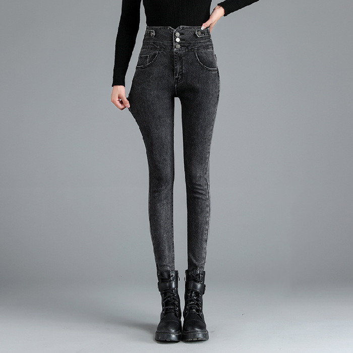Women's slim black slim high waisted jeans Black - Shop at LoveMi