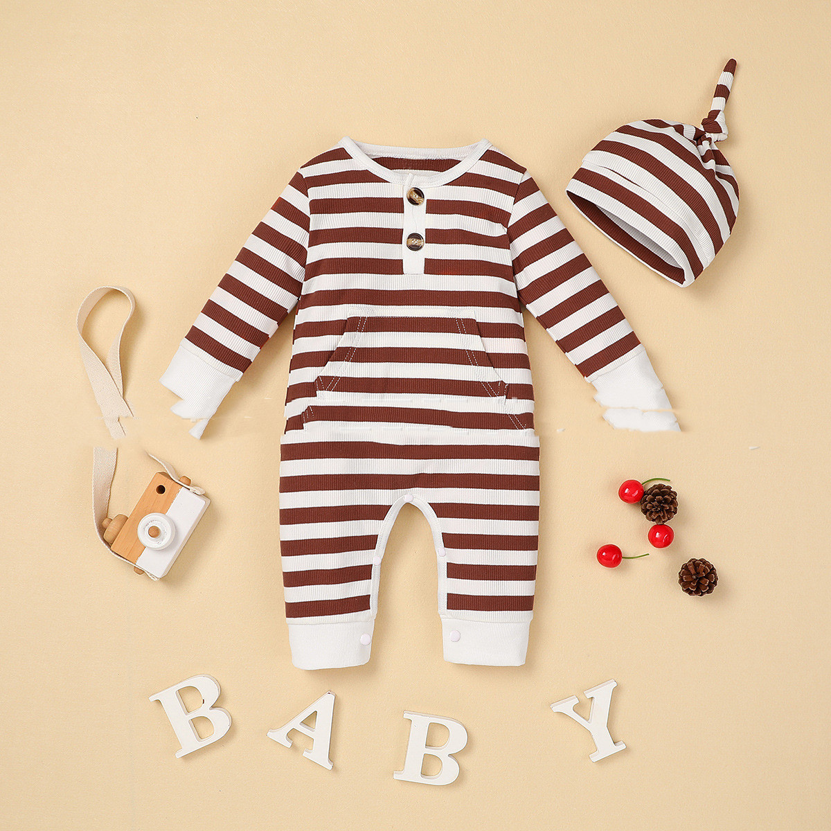 Cotton long-sleeved jumpsuit