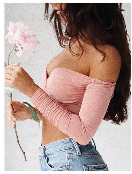 Cross deep V long sleeve strapless