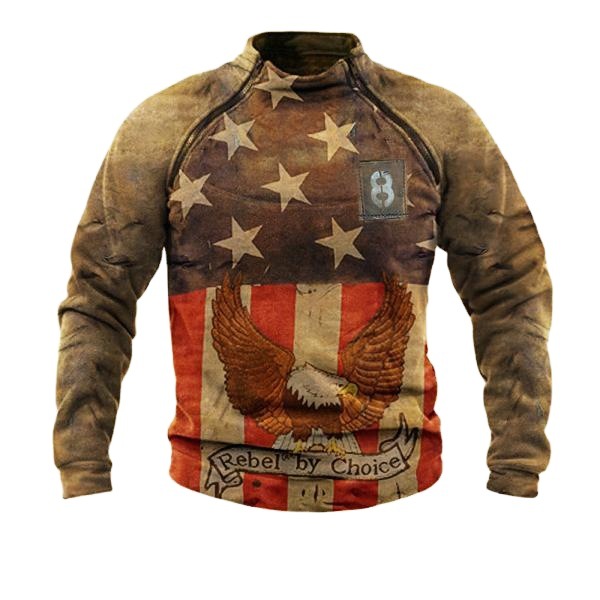 Men's Long-Sleeved Retro Printing Outdoor Casual Men's Sweater