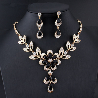 Polychrome flower resin necklace earrings