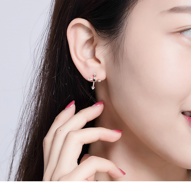 Vintage Rose Gold Plated Cross Stud Earrings