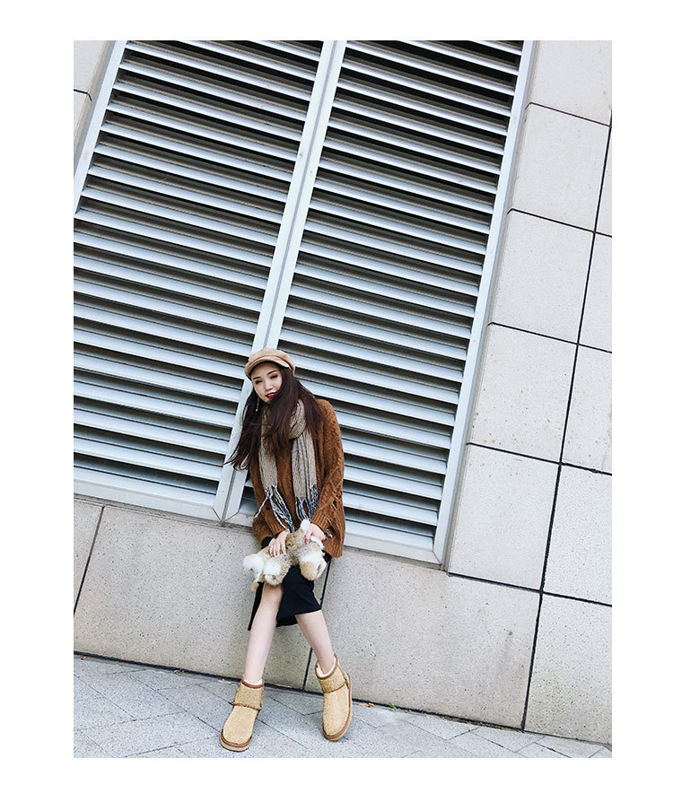 Female short boots with rhinestones and full snow boots