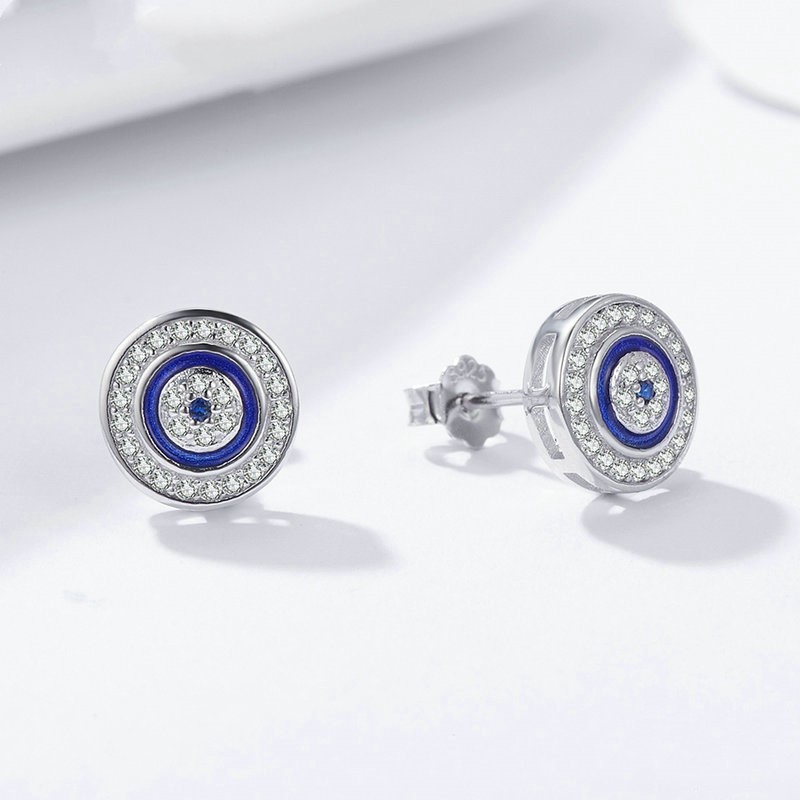 Turkish blue eyes s925 sterling silver earrings
