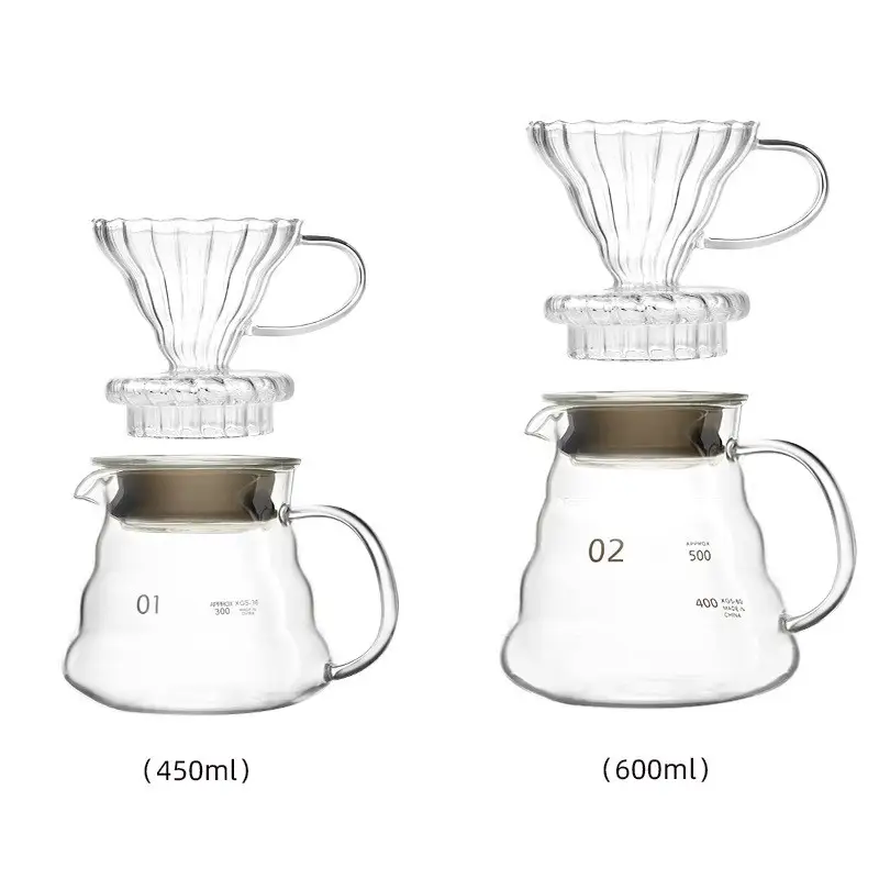 High Borosilicate Heat-Resistant Glass Drip Pot Hand Flush Pot Set