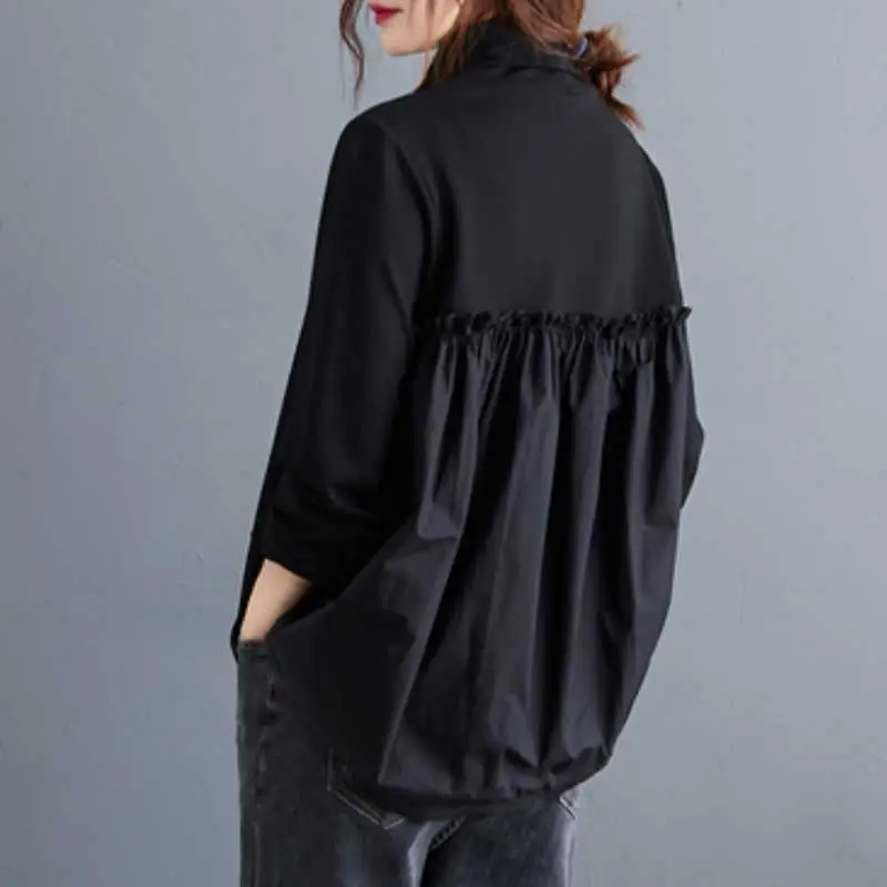 Loose Long Sleeve High Collar All-Match Casual T