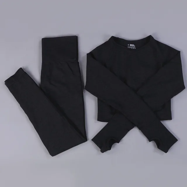 High Waist Seamless Push up Sports Women Fitness Running Yoga Pants Black 2Piece Set - Shop at LoveMi