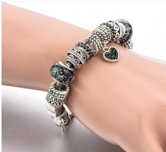 Diamond Peach Heart Pendant Bracelet