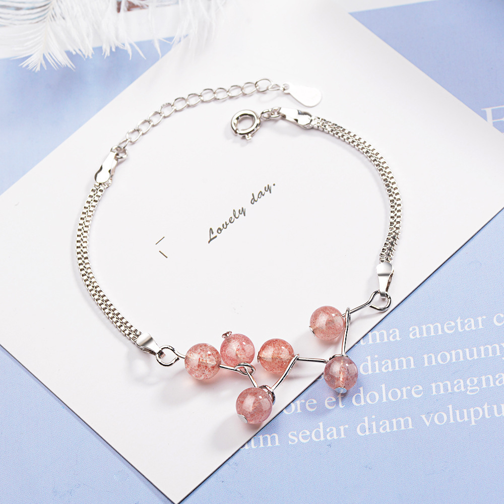 Natural strawberry crystal hand ornament