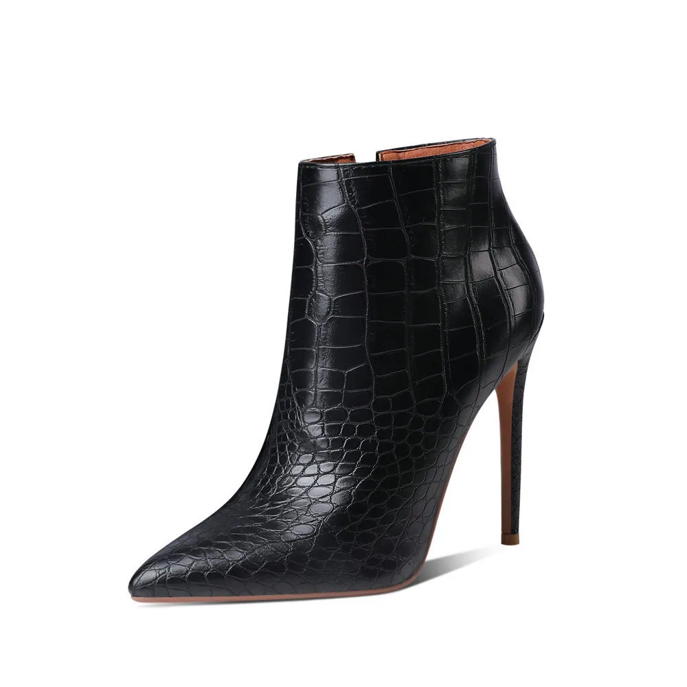 Autumn And Winter Women's Stiletto Ankle Boots - Black
