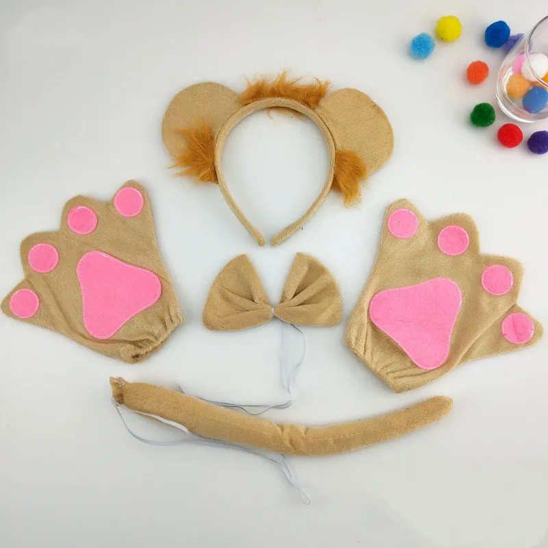 Masquerade performance props lion headband headdress - Three Piece S Gloves