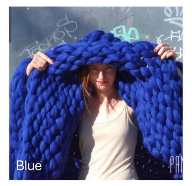 Hand Knitted Wool Blanket Sapphire - Shop at LoveMi