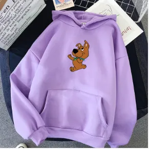 Women's Winter Plush Dog Print Hooded Sweater Purple - Shop at LoveMi